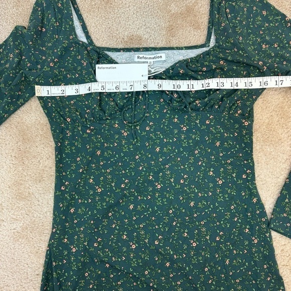 Reformation Anjeline Coriander Greeb Floral Mini Dress Size Medium - Picture 11 of 14